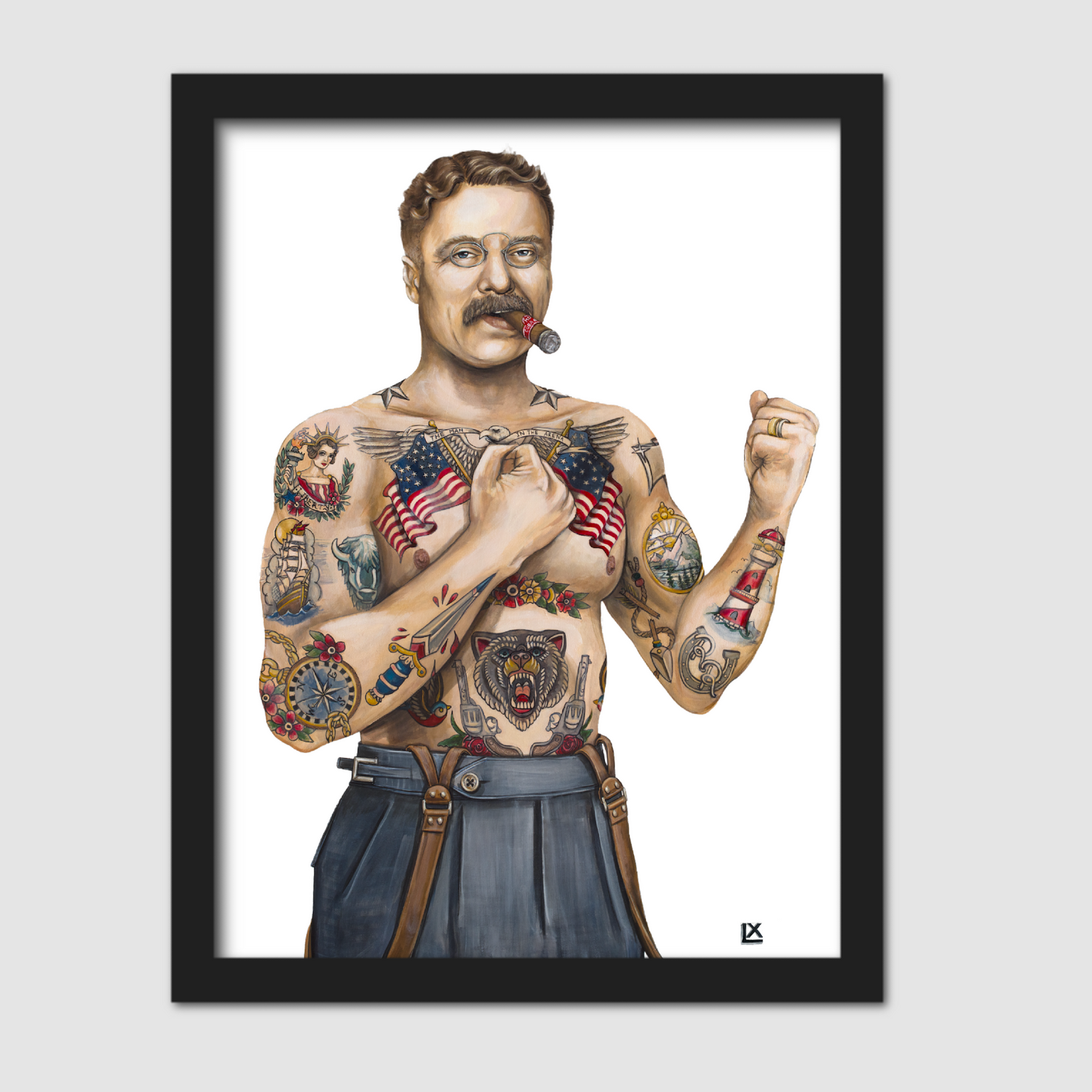 Tatted Teddy Paper Print