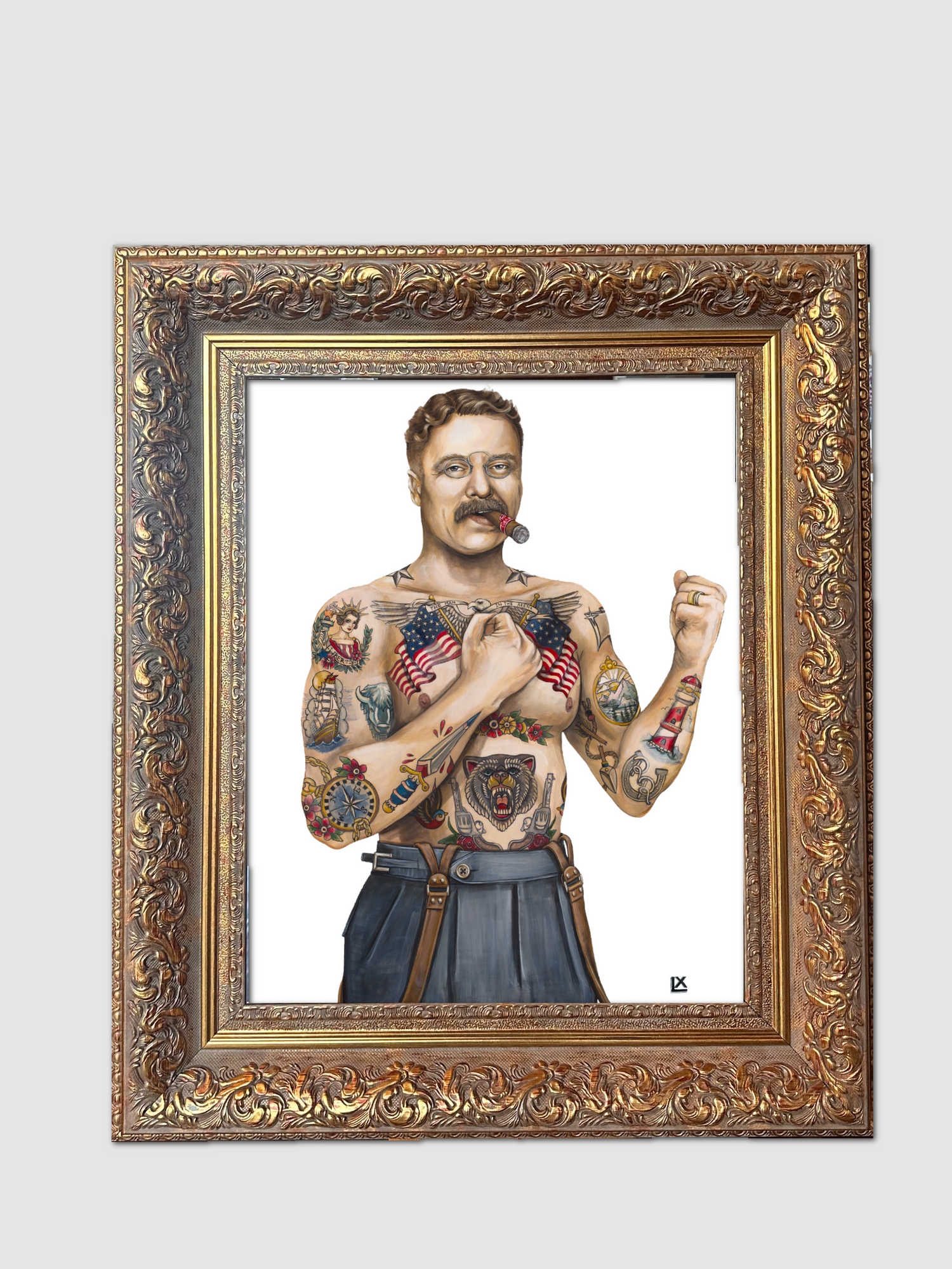 Tatted Teddy Paper Print