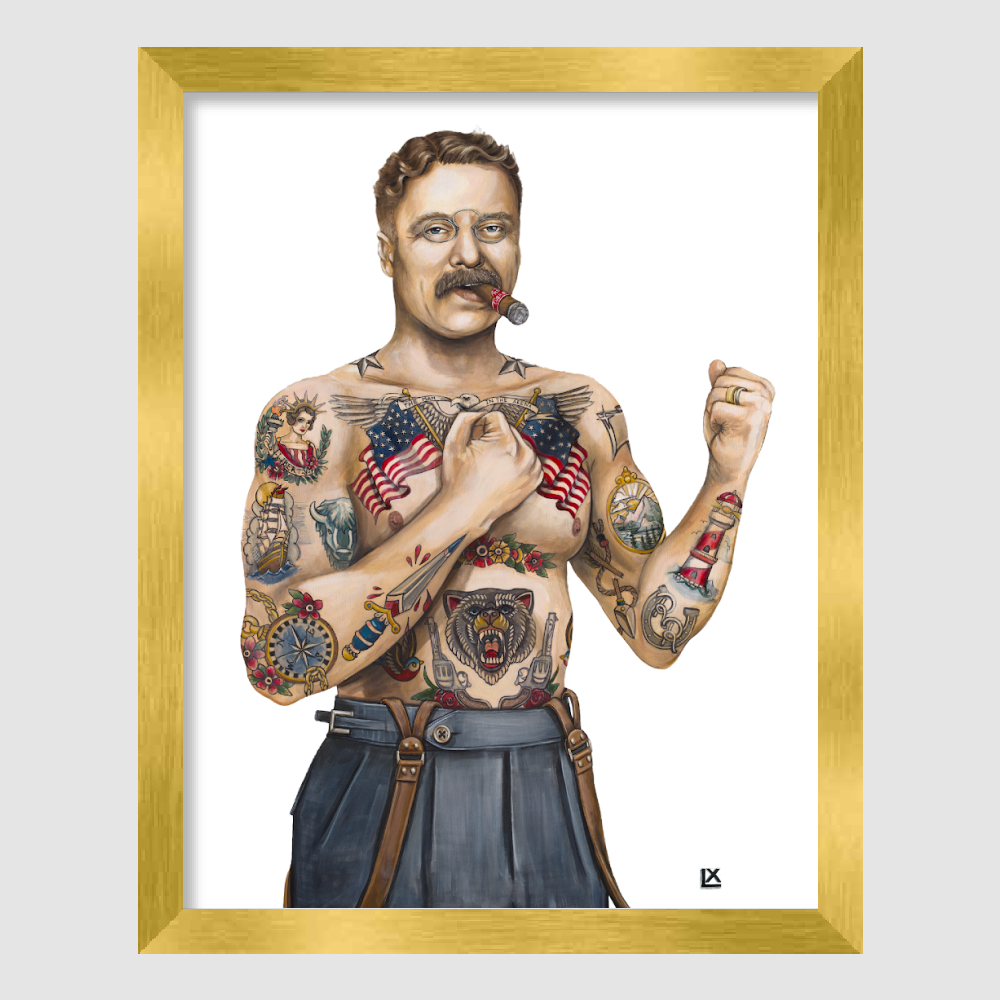 Tatted Teddy Paper Print
