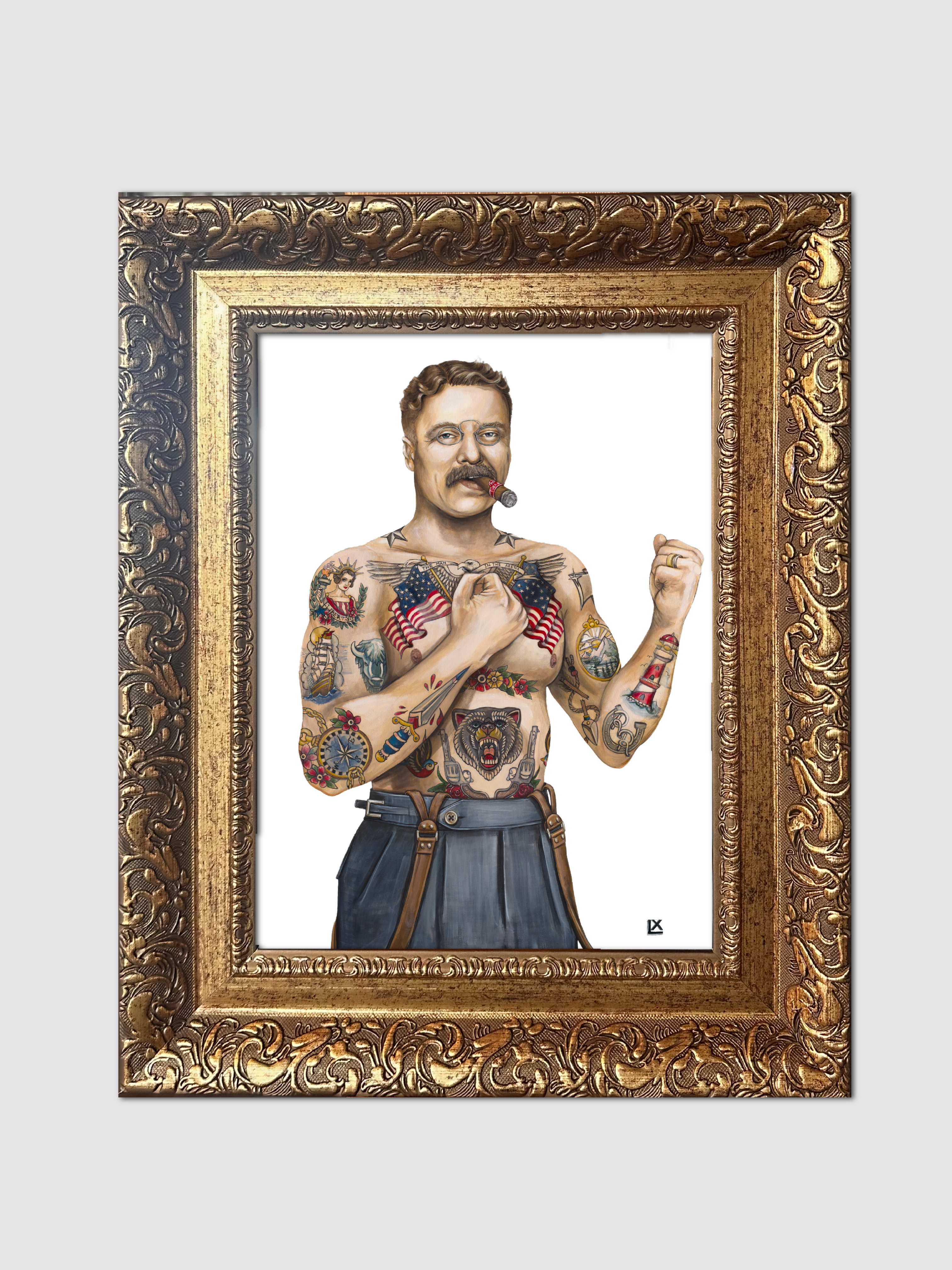 Tatted Teddy Paper Print