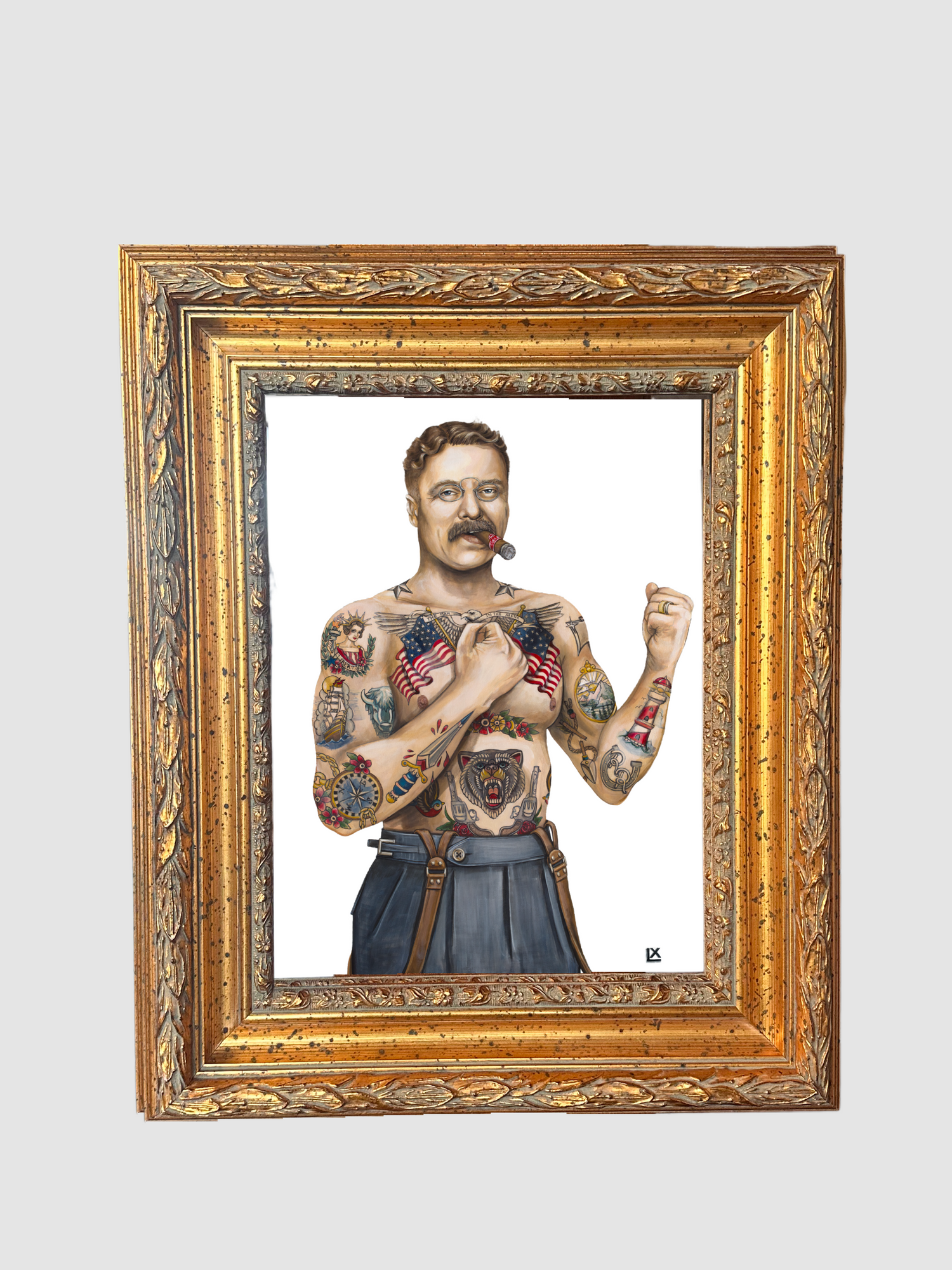 Tatted Teddy Paper Print
