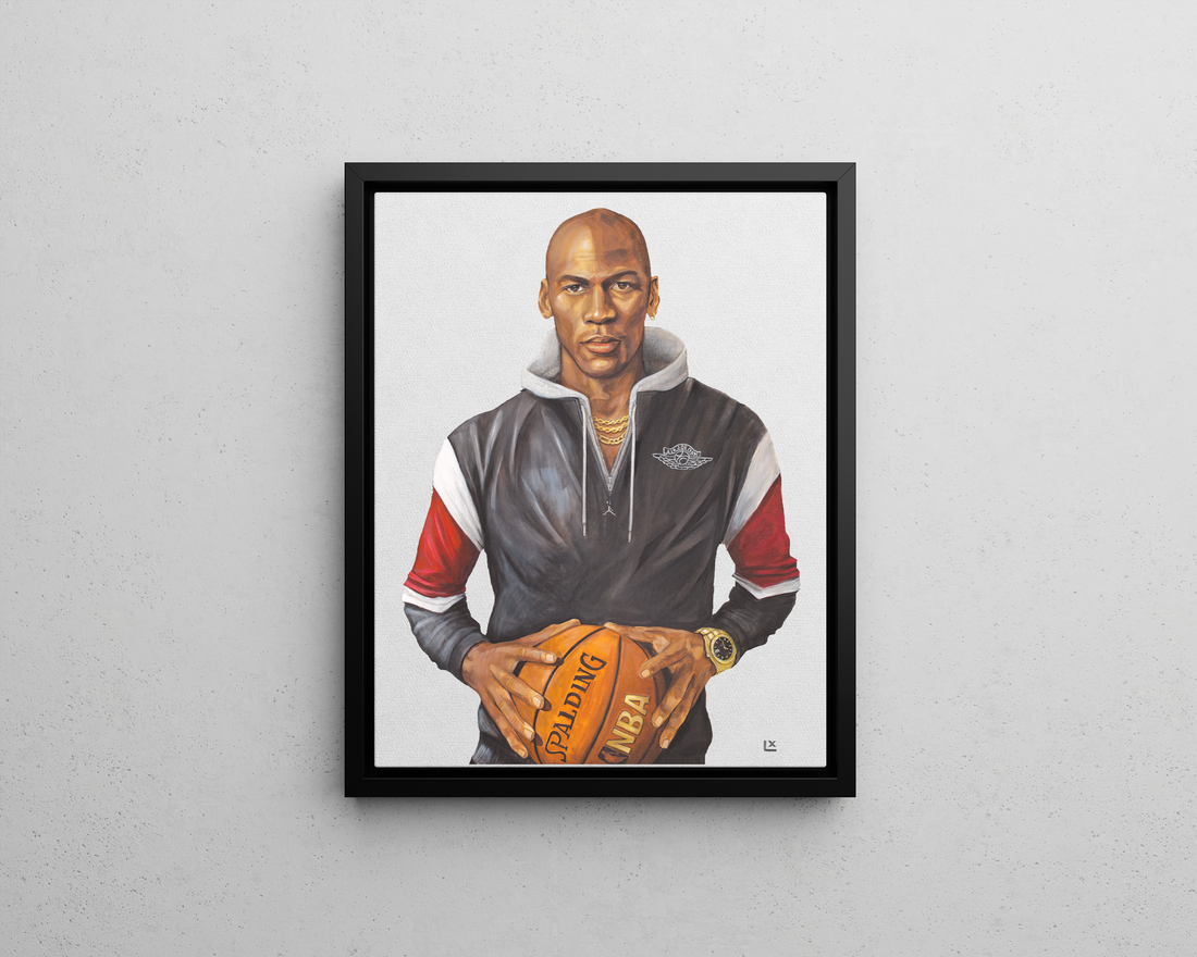 Framed Embellished Giclée 36x48" of Michael Jordan
