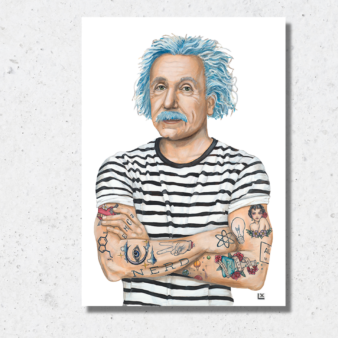 Inked Einstein Paper Print