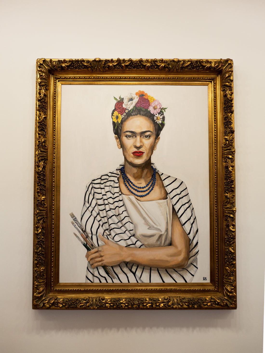 Frida in Stripes Original Acrylic on Canvas Painting