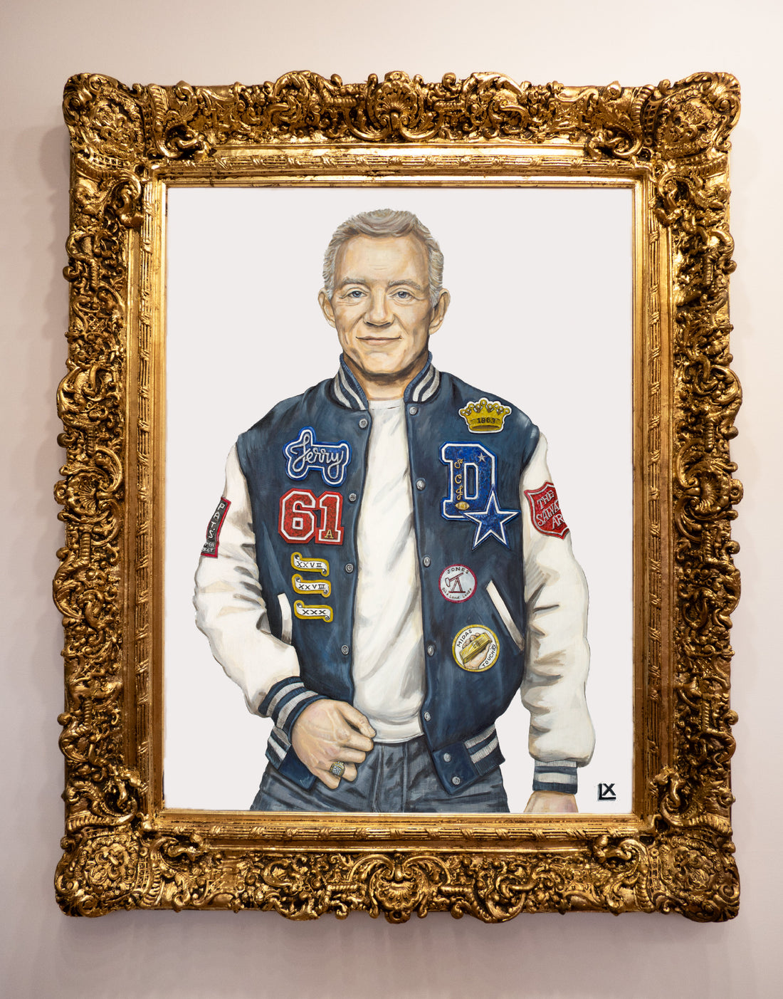 Varsity Jerry Jones Original Acrylic on Canvas Painting