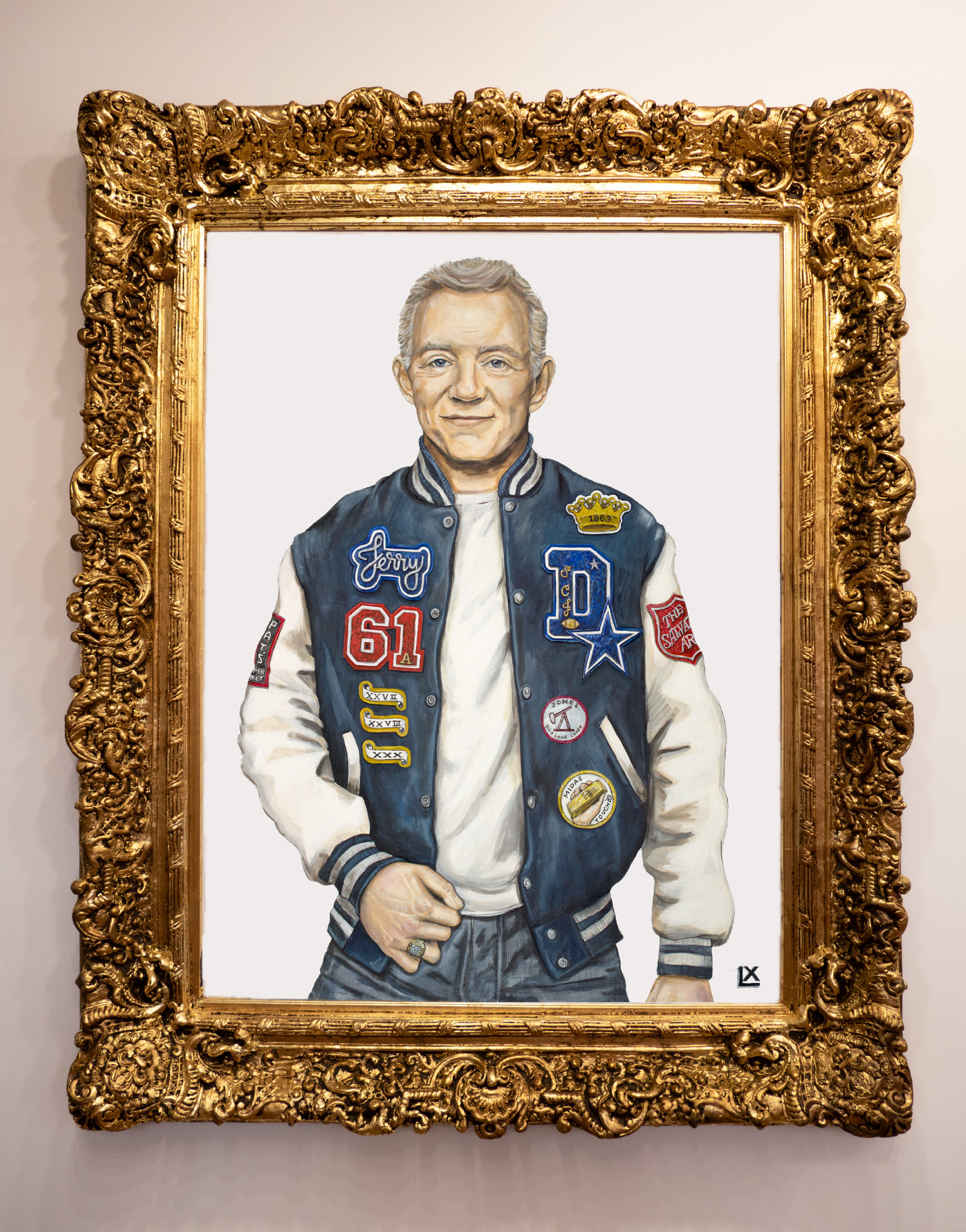 Varsity Jerry Jones Original Acrylic on Canvas Painting