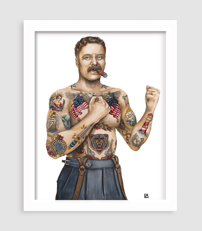 Tatted Teddy Paper Print